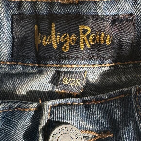 Indigo Rein High Rise Jeans Womens 28 Distressed Straight Leg Y2K Grunge Denim - Picture 5 of 5